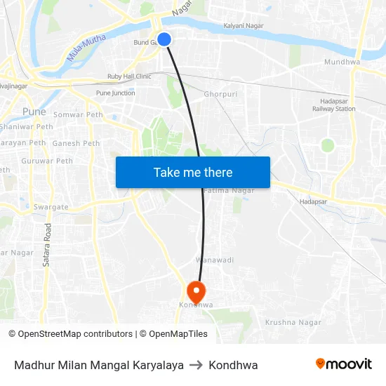 Madhur Milan Mangal Karyalaya to Kondhwa map