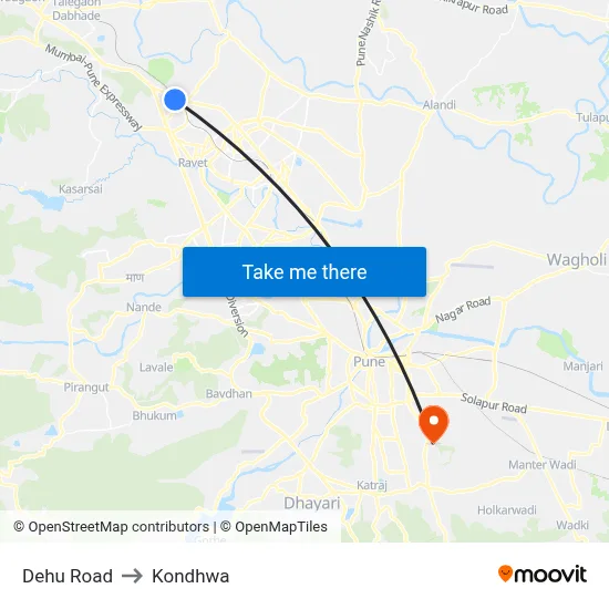 Dehu Road to Kondhwa map