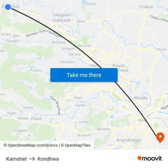 Kamshet to Kondhwa map