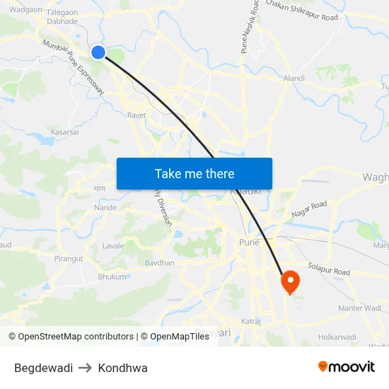 Begdewadi to Kondhwa map