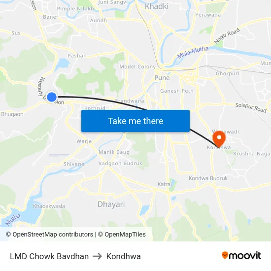 LMD Chowk Bavdhan to Kondhwa map