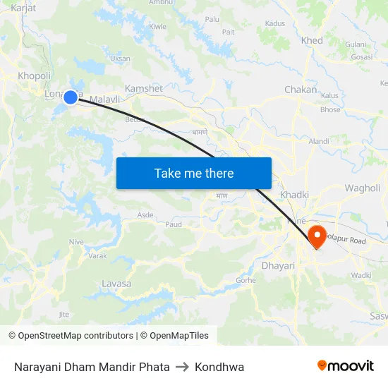 Narayani Dham Mandir Phata to Kondhwa map