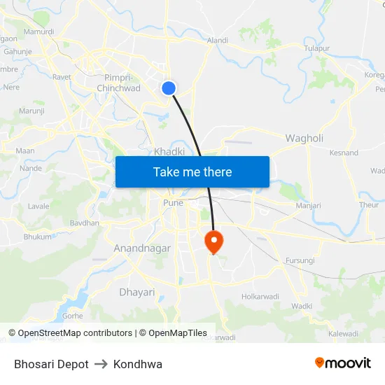 Bhosari Depot to Kondhwa map