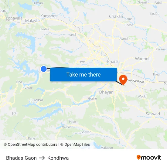 Bhadas Gaon to Kondhwa map