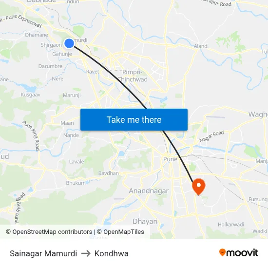 Sainagar Mamurdi to Kondhwa map