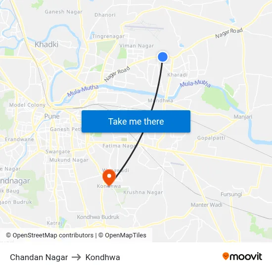Chandan Nagar to Kondhwa map