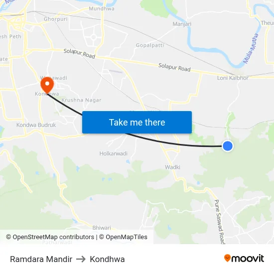 Ramdara Mandir to Kondhwa map