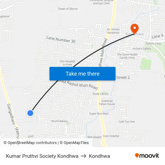 Kumar Pruthvi Society Kondhwa to Kondhwa map