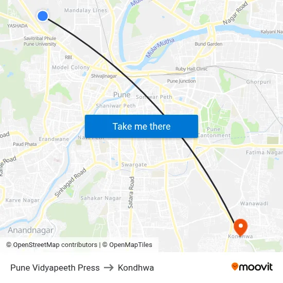 Pune Vidyapeeth Press to Kondhwa map