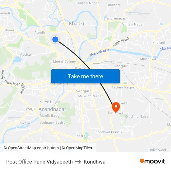 Post Office Pune Vidyapeeth to Kondhwa map