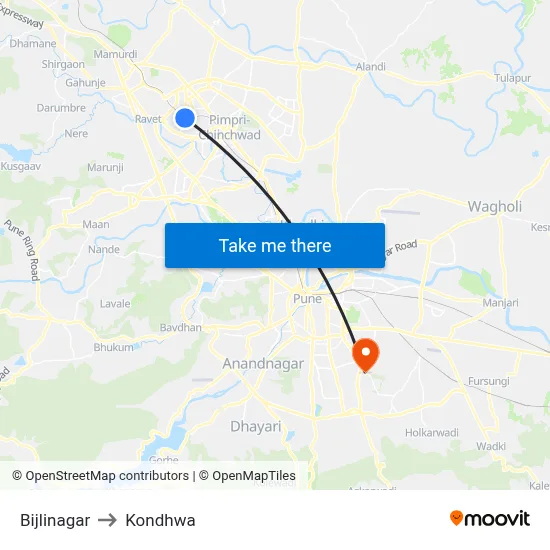 Bijlinagar to Kondhwa map