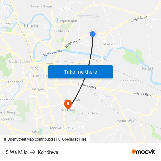 5 Wa Mile to Kondhwa map