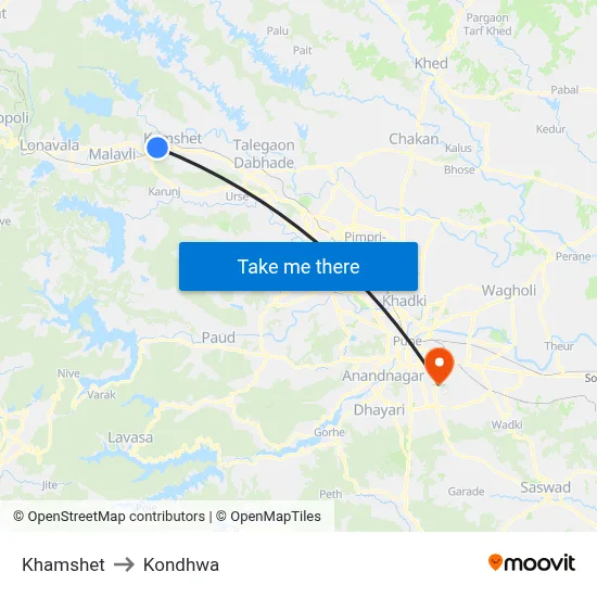 Khamshet to Kondhwa map