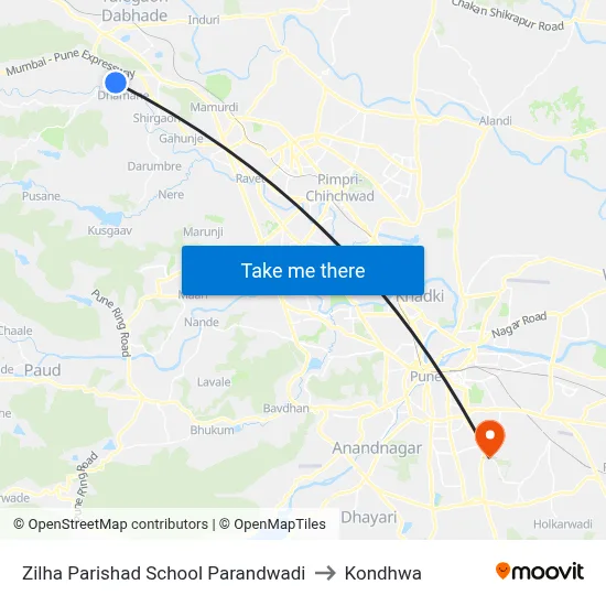 Zilha Parishad School Parandwadi to Kondhwa map