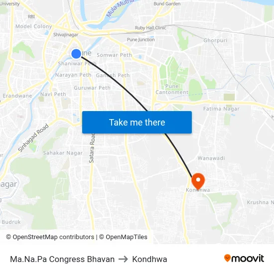 Ma.Na.Pa Congress Bhavan to Kondhwa map