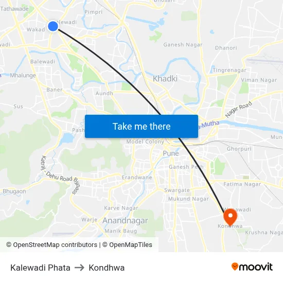 Kalewadi Phata to Kondhwa map