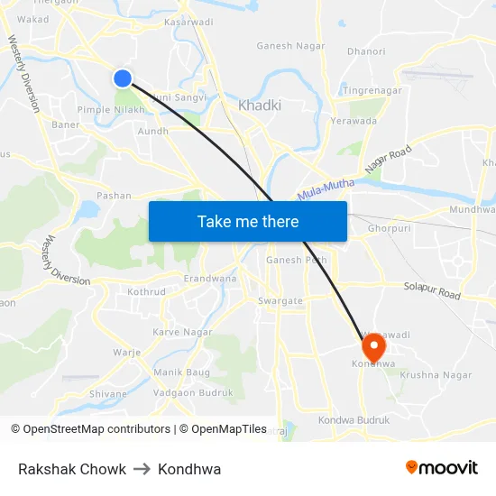 Rakshak Chowk to Kondhwa map