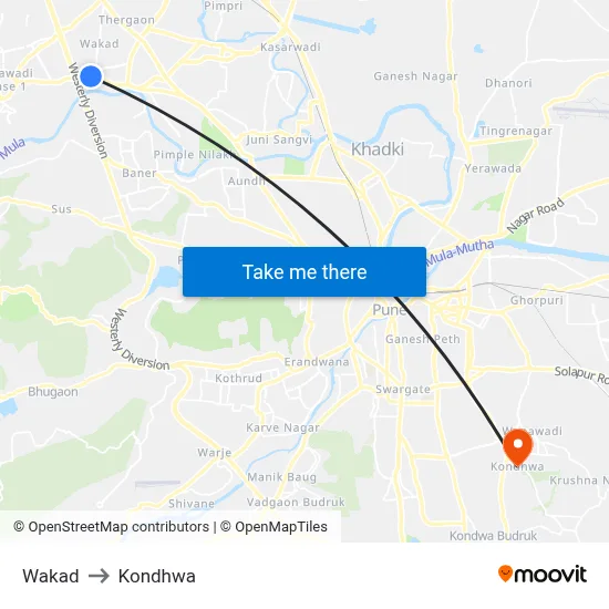 Wakad to Kondhwa map