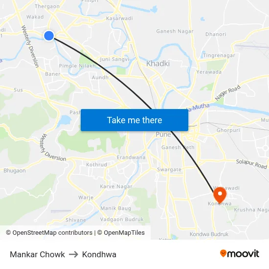 Mankar Chowk to Kondhwa map