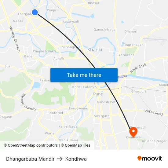 Dhangarbaba Mandir to Kondhwa map