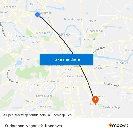 Sudarshan Nagar to Kondhwa map