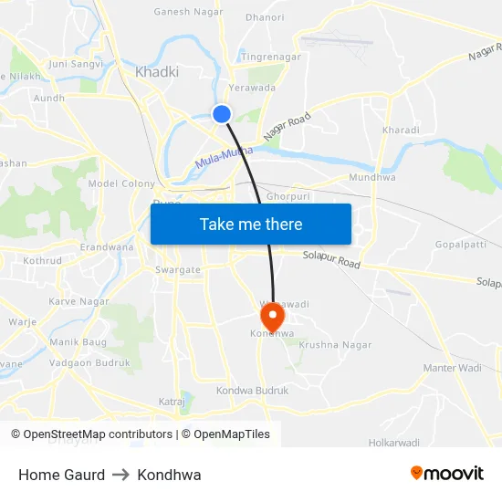 Home Gaurd to Kondhwa map