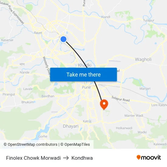 Finolex Chowk Morwadi to Kondhwa map