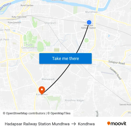 Hadapsar Railway Station Mundhwa to Kondhwa map