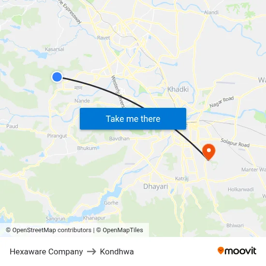 Hexaware Company to Kondhwa map