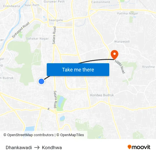 Dhankawadi to Kondhwa map