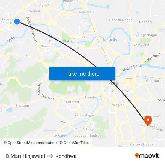 D Mart Hinjawadi to Kondhwa map