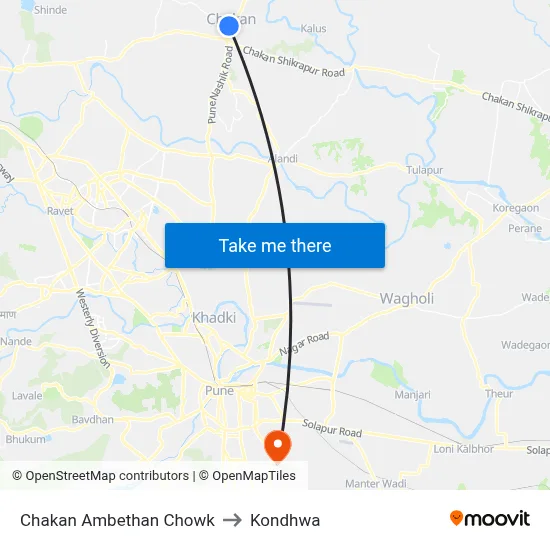 Chakan Ambethan Chowk to Kondhwa map