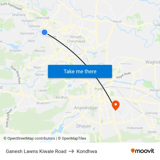 Ganesh Lawns Kiwale Road to Kondhwa map