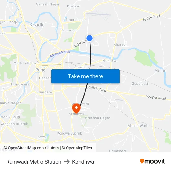 Ramwadi Metro Station to Kondhwa map