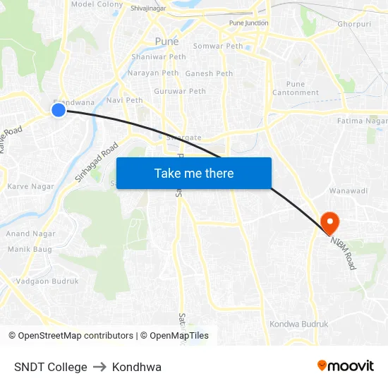 SNDT College to Kondhwa map