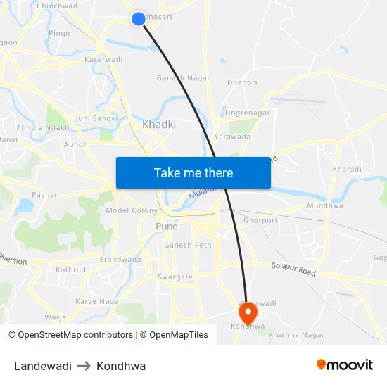 Landewadi to Kondhwa map