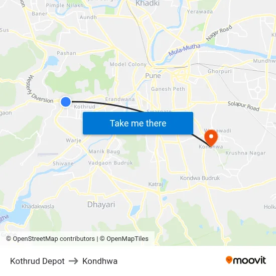 Kothrud Depot to Kondhwa map