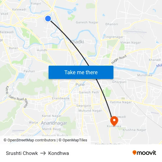 Srushti Chowk to Kondhwa map