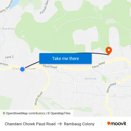 Chandani Chowk Paud Road to Rambaug Colony map