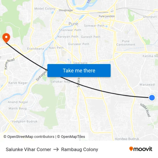 Salunke Vihar Corner to Rambaug Colony map