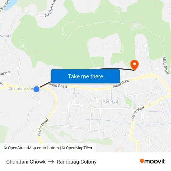 Chandani Chowk to Rambaug Colony map