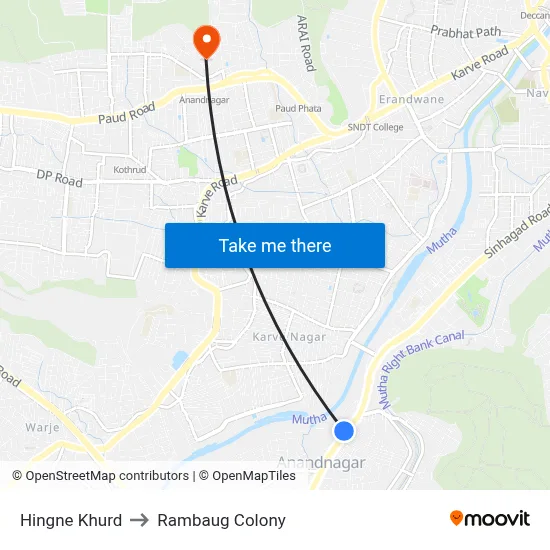 Hingne Khurd to Rambaug Colony map