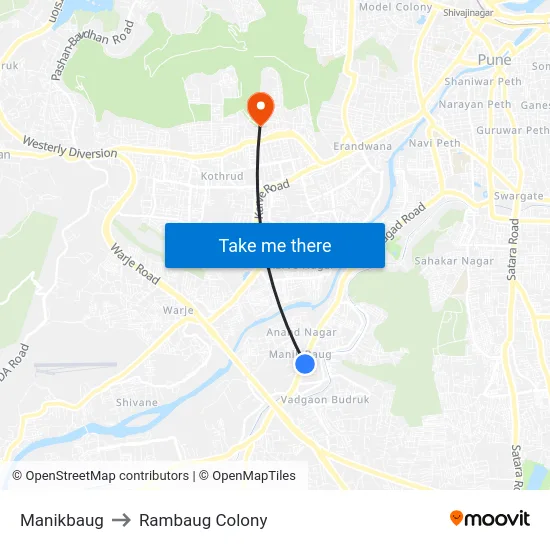 Manikbaug to Rambaug Colony map