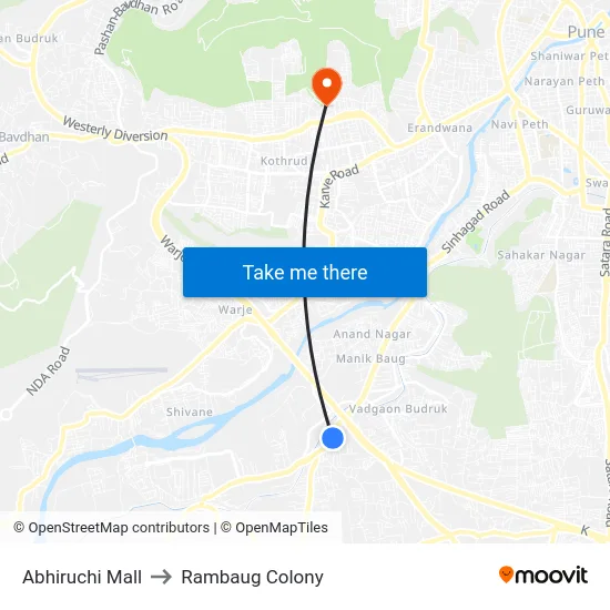 Abhiruchi Mall to Rambaug Colony map