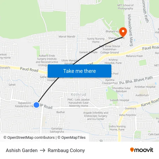 Ashish Garden to Rambaug Colony map