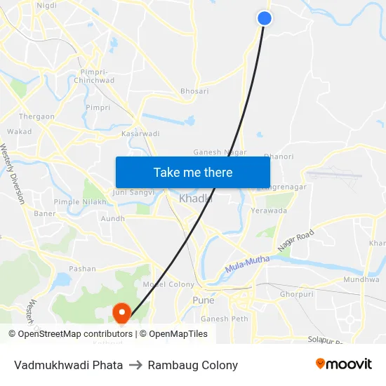 Vadmukhwadi Phata to Rambaug Colony map