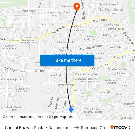 Gandhi Bhavan Phata / Dahanukar Colony to Rambaug Colony map