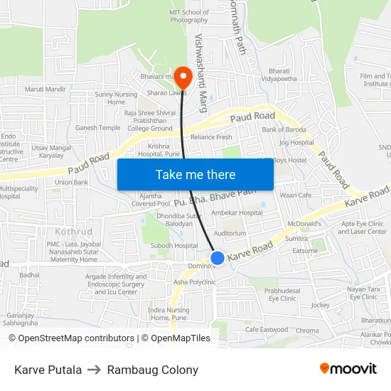 Karve Putala to Rambaug Colony map