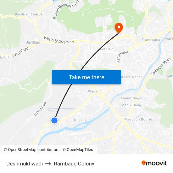 Deshmukhwadi to Rambaug Colony map
