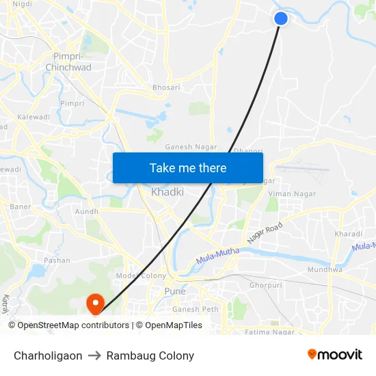 Charholigaon to Rambaug Colony map